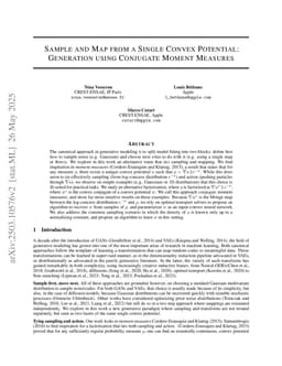 Sample and Map from a Single Convex Potential: Generation using Conjugate Moment Measures