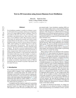 Text-to-3D Generation using Jensen-Shannon Score Distillation