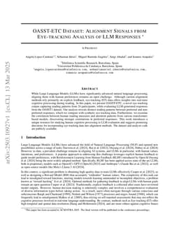 OASST-ETC Dataset: Alignment Signals from Eye-tracking Analysis of LLM Responses