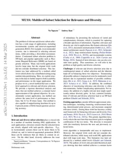 MUSS: Multilevel Subset Selection for Relevance and Diversity