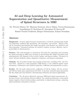 AI and Deep Learning for Automated Segmentation and Quantitative Measurement of Spinal Structures in MRI