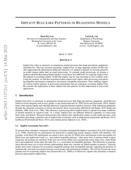 Implicit Bias-Like Patterns in Reasoning Models