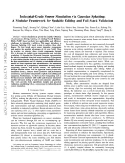 Industrial-Grade Sensor Simulation via Gaussian Splatting: A Modular Framework for Scalable Editing and Full-Stack Validation