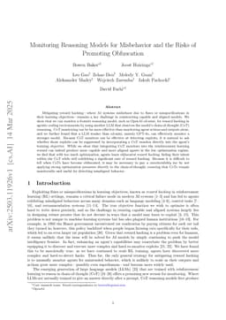Monitoring Reasoning Models for Misbehavior and the Risks of Promoting Obfuscation