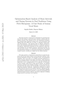 Optimization-Based Analysis of Music Intervals and Tuning Systems in Oral Traditions Using Pitch Histograms: A Case Study of Iranian Vocal Music