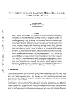 Applications of Large Language Model Reasoning in Feature Generation