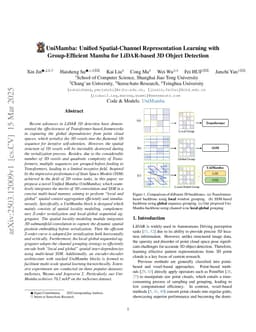 UniMamba: Unified Spatial-Channel Representation Learning with Group-Efficient Mamba for LiDAR-based 3D Object Detection