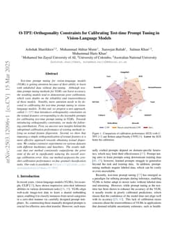 O-TPT: Orthogonality Constraints for Calibrating Test-time Prompt Tuning in Vision-Language Models