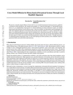 Cross-Modal Diffusion for Biomechanical Dynamical Systems Through Local Manifold Alignment