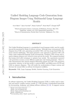 Unified Modeling Language Code Generation from Diagram Images Using Multimodal Large Language Models