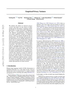 Empirical Privacy Variance
