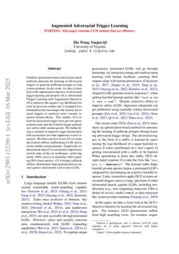 Augmented Adversarial Trigger Learning