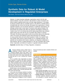 Synthetic Data for Robust AI Model Development in Regulated Enterprises