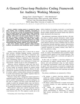 A General Close-loop Predictive Coding Framework for Auditory Working Memory