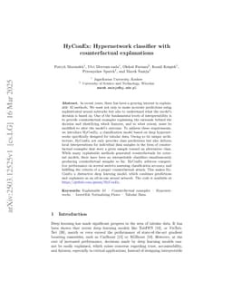 HyConEx: Hypernetwork classifier with counterfactual explanations