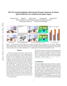 SPC-GS: Gaussian Splatting with Semantic-Prompt Consistency for Indoor Open-World Free-view Synthesis from Sparse Inputs