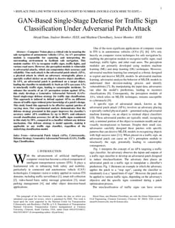 GAN-Based Single-Stage Defense for Traffic Sign Classification Under Adversarial Patch Attack