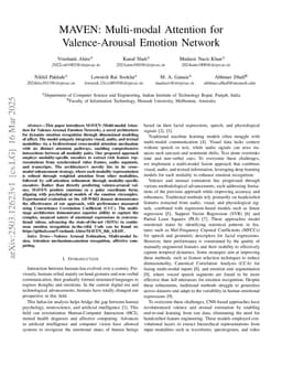 MAVEN: Multi-modal Attention for Valence-Arousal Emotion Network