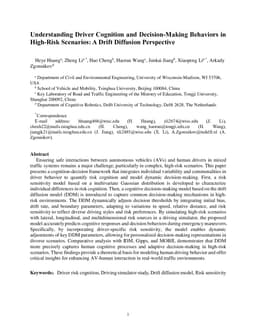 Understanding Driver Cognition and Decision-Making Behaviors in High-Risk Scenarios: A Drift Diffusion Perspective