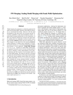 FW-Merging: Scaling Model Merging with Frank-Wolfe Optimization