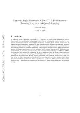 Dynamic Angle Selection in X-Ray CT: A Reinforcement Learning Approach to Optimal Stopping