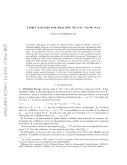 Finite Samples for Shallow Neural Networks