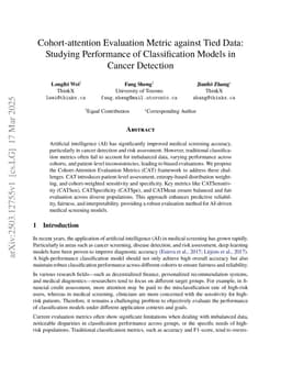 Cohort-attention Evaluation Metric against Tied Data: Studying Performance of Classification Models in Cancer Detection