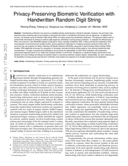 Privacy-Preserving Biometric Verification with Handwritten Random Digit String