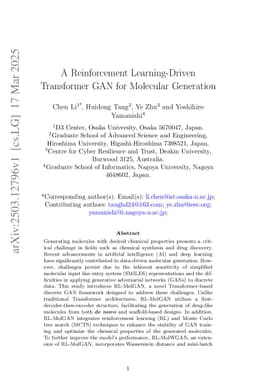 A Reinforcement Learning-Driven Transformer GAN for Molecular Generation