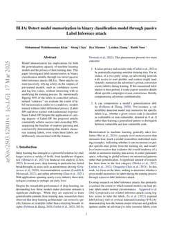 BLIA: Detect model memorization in binary classification model through passive Label Inference attack