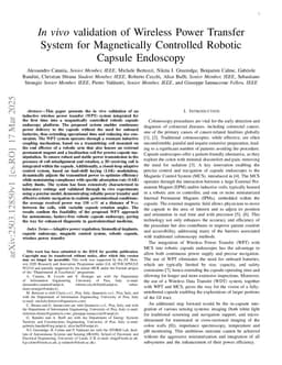 In vivo validation of Wireless Power Transfer System for Magnetically Controlled Robotic Capsule Endoscopy