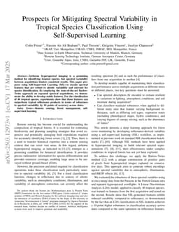 Prospects for Mitigating Spectral Variability in Tropical Species Classification Using Self-Supervised Learning
