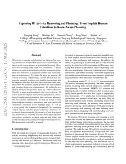 Exploring 3D Activity Reasoning and Planning: From Implicit Human Intentions to Route-Aware Planning