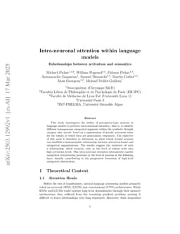 Intra-neuronal attention within language models Relationships between activation and semantics