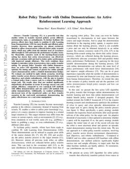 Robot Policy Transfer with Online Demonstrations: An Active Reinforcement Learning Approach