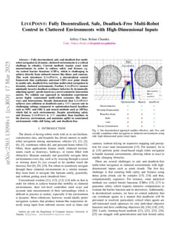 LIVEPOINT: Fully Decentralized, Safe, Deadlock-Free Multi-Robot Control in Cluttered Environments with High-Dimensional Inputs