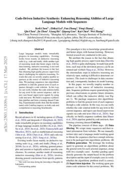 Code-Driven Inductive Synthesis: Enhancing Reasoning Abilities of Large Language Models with Sequences