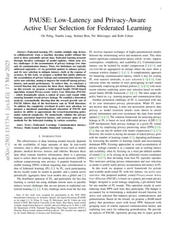 PAUSE: Low-Latency and Privacy-Aware Active User Selection for Federated Learning