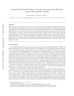Neural network-based Godunov corrections for approximate Riemann solvers using bi-fidelity learning