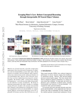 Escaping Plato's Cave: Robust Conceptual Reasoning through Interpretable 3D Neural Object Volumes