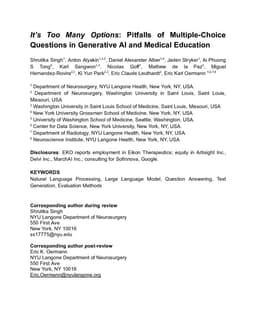 It is Too Many Options: Pitfalls of Multiple-Choice Questions in Generative AI and Medical Education