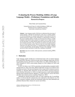 Evaluating the Process Modeling Abilities of Large Language Models -- Preliminary Foundations and Results