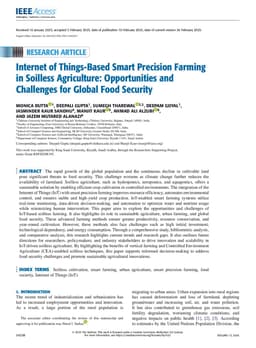 Internet of Things-Based Smart Precision Farming in Soilless Agriculture:Opportunities and Challenges for Global Food Security