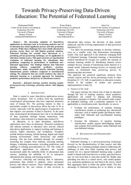 Towards Privacy-Preserving Data-Driven Education: The Potential of Federated Learning