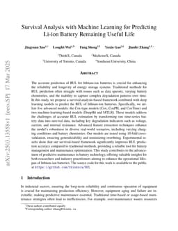 Survival Analysis with Machine Learning for Predicting Li-ion Battery Remaining Useful Life