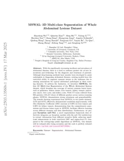 MSWAL: 3D Multi-class Segmentation of Whole Abdominal Lesions Dataset