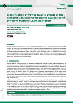 Classification of power quality events in the transmission grid: comparative evaluation of different machine learning models