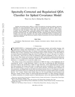 Spectrally-Corrected and Regularized QDA Classifier for Spiked Covariance Model