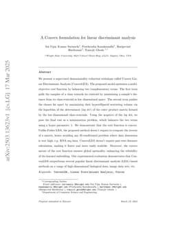 A Convex formulation for linear discriminant analysis
