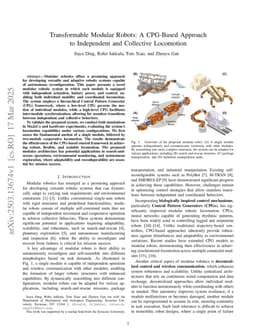 Transformable Modular Robots: A CPG-Based Approach to Independent and Collective Locomotion